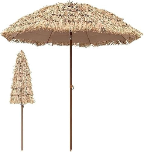 Ombrellone da spiaggia in stile hawaiano 1,60 m, 2,0,40, patio con 8 stecche, altezza regolabile, parasole esterno for balcone giardino(160cm/5.2ft)