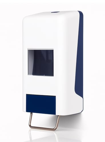 Blanc HYGIENIC Softflaschenspender Weiß-Blau, für 1- und 2-L-Flaschen | Einstellbare Dosierung, glasfaserverstärktes Gehäuse, für 1-/2-L-Softflaschen; ohne Flasche und Füllmittel