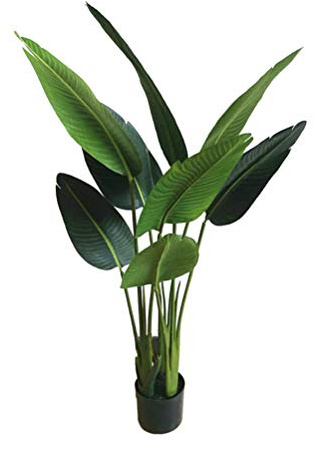 AMERIQUE - Árbol Artificial de 4 pies con Hojas Gigantes, protección UV, Tacto Real, con Maceta de plástico para guardería, Color Verde, 5 pies