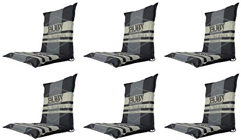 Madison Luxus Niederlehner Auflage, 8 cm, Outdoor Grey, F331, 6er Set | F 331, MADE IN EUROPE