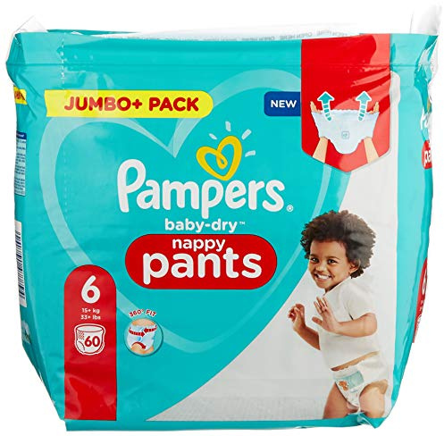 Pampers Babywindeln Baby-Dry Pants, Weiß, Größe 2-3, 2 Stück, 6 Packungen, Windeln, Urinschutz, Einweg, Wasserfest, Zellulose, Klinisch und dermatologisch getestet, Frei von 26 EU-Allergenen