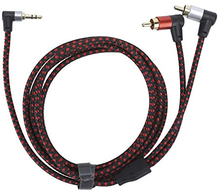 Audio Cable,90 Degree 3.5mm Male Plug to 2 RCA Male Audio Cable,Stereo Lossless Microphone Cord,for Speaker/DVD Player/Microphone/Multimedia/Computer(2M)
