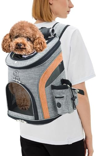 PETCUTE Hunderucksack Kleine Hunde,Atmungsaktiv Hundetragetasche mit Internem Sicherheitsgurt,Verstellbar Haustier Rucksack,Seitentaschen,für Katzen Wandern Outdoor Radfahren