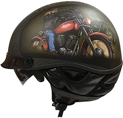 GAOZHE Casque Moto Homologué Homme Casque Bol ECE Homologué Vintage Casque Jet Moto Jugulaire Ajustable Boucle Style Allemand avec Visièr Retro Casque Moto Bols