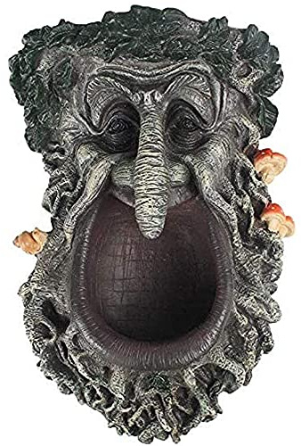 Gartendeko für Draußen - Große Baumgesicht Vogelfutterstation inklusive Baumumarmer und Halloween-Skulptur