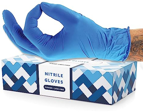 Fusion Vibes Nitrile Gloves - Powder-Free & Latex-Free Surgical Gloves, Blue, Food Grade (Large, 100, count)