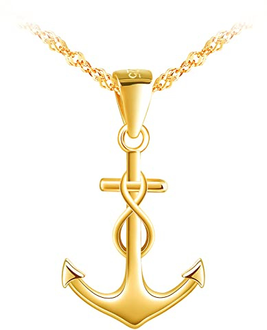 MicLee Damen 925 Sterling Silber Halskette Einfach Anker Unendlichkeit Zeichen Anhänger Infinity Kette mit Geschenkbeutel Super Geschenk für Paar Pärchen Mutter Tochter