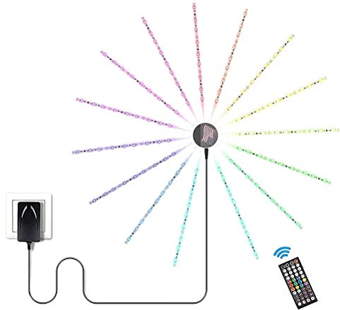 XUMC Fireworks LED Strip Light Christmas RGB Festoon Fairy Light Music Control Meteor Lamp Marquee Home Wedding Room Decor Light Tape