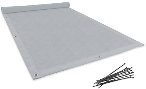 ALOHA Balkon Sichtschutz Balkonverkleidung Balkonabdeckung Balkonumspannungen Windschutz für Balkongeländer Garten mit Kabelbinder und Ösen (Wasserdicht Grau / 0,75m x 6,1m)