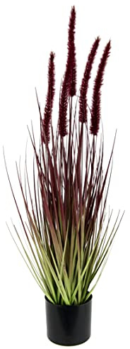 Künstliches Fuchsschwanzgras 65 cm – Kunstgras im Topf mit roten Blütenrispen – Dekogras künstlich für Wohnzimmer, Büro & Eingangsbereich – Pflegeleichte Kunstpflanze – 65 x 16 x 16 cm