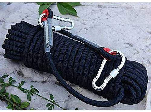 12mm 10/20 / 30m Kletterseil mit Haken Hohe Festigkeit Notfallsicherheit Feuer Flucht Seil Rettungsseil Rettungsseil Outdoor Survival Tool Kletterseil (Color : Black, Length(m) : 20m)