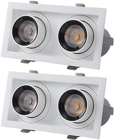 FAZRPIP 2Pcs Double Square Led Downlight Baffle Trim COB Deckenstrahler LED-Deckeneinbauleuchten Innenbeleuchtung 2700K/3000K/3500K/4000K/5000K/6000K Tageslicht Retrofit Downlight