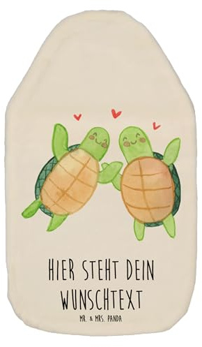Mr. & Mrs. Panda Wärmflasche bedrucken Schildkröten Paar - Weiß