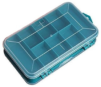 Double Side Tool Storage Box, 13 Compartments Transparent Small Parts Organizer Box, Portable Hardware Storage Case for Screws, Nuts, Nails (Green)
