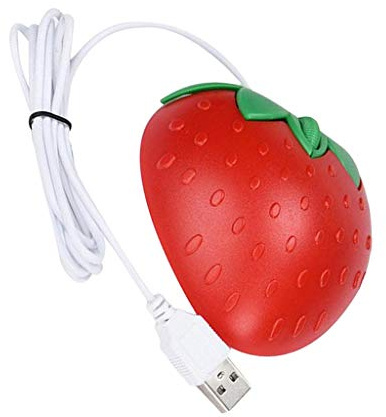 Mignon filaire souris ergonomique USB optique fraise de jeu pour ordinateur