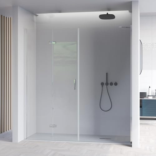 Porte de douche pliante avec côté fixe sans profilés en verre 6mm H195 REA - 165