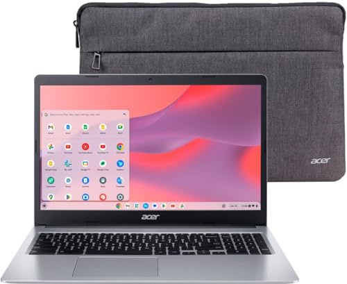 Acer Chromebook 315 15.6 HD Laptop, Intel Celeron N4020, 4 GB de RAM, 64 GB eMMC, Chrome OS + funda protectora, color plateado