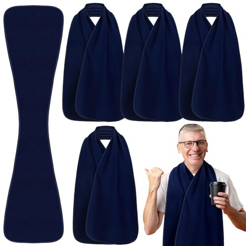 Silicherry 6 Pcs Adult Bibs Scarf for Eating Dignity Dining Protectors Scarf Bibs for Elderly Senior Citizens Washable(Blue)