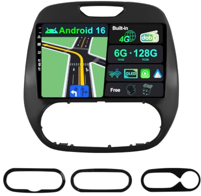 BXLIYER - [INTEGRE 4G Dab] - 6G+128G - Android 16 Autoradio pour Renault Kaptur Captur (2014-2019) - sans Fil Carplay + Android Auto - Caméra + MIC - 2 Din IPS 9 Pouce - Volant 360-CAM Fast-Boot HDMI