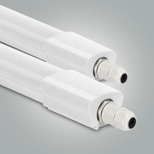 LED Universum 2er-Set Feuchtraumleuchten 120cm 38W 4560lm neutralweiß 4000K - IP65 - verknüpfbar - Kellerleuchte Nassraumleuchte Feuchtraum-Wannenleuchte mit Steck-Klemmen L1270xB46xH34mm