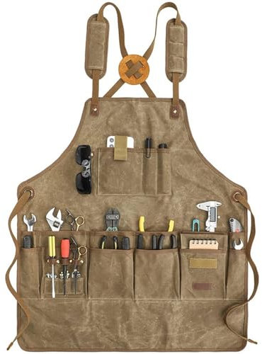SLEDEZ Männer Frauen Arbeitsschürzen Canvas-Werkzeugschürze, verdickte Vintage-Garten-Mehrzweck-Aufbewahrungsschürze