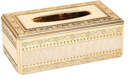 ZYFAB Europäisch Gold Kosmetiktücherbox,Rechteckig dekorativ Tücherbox Arcrylic Papier Serviettenhalter für Badezimmer Schlafzimmer Wohnzimmer Büro,Gold