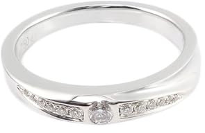 Skcess 18 Karat Weißgold Damenringe Weiß Moissanit Runden, Ring Frauen Rund mit Moissanit Ring Damen Größe 63 (20.1)