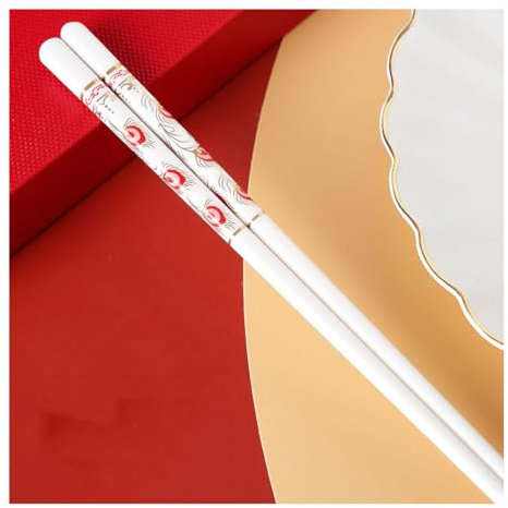 Set di bacchette cinesi in porcellana, confezione regalo, 10 paia di bacchette pavone premium riutilizzabili, lavabili in lavastoviglie, set regalo con custodia, bacchette in ceramica di osso di