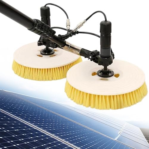 Eastnmythet Solar Panel Electric Cleaning Tool with 3.5m/5.5m/7.5m Telescopic Rod, Solar PV Panel Cleaning Robot Water Fed Brush,Mains Electricity-3.5m/11ft