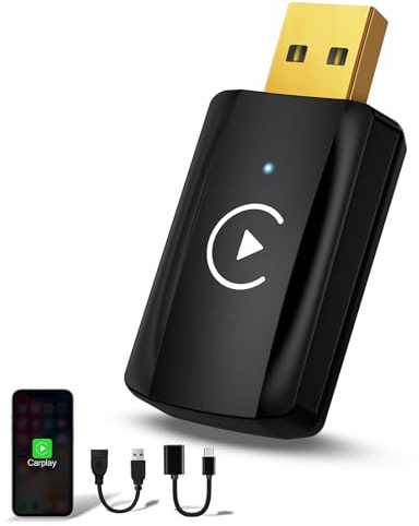 MSXTTLY CarPlay Wireless Adapter U2C-AIR 3.0, Nur für Autos mit CarPlay & iOS 10+ i Phone, NICHT kompatibel mit Android Auto, Wandelt Wired CarPlay in Wireless CarPlay, 5GHz WiFi, USB C/A, Schwarz
