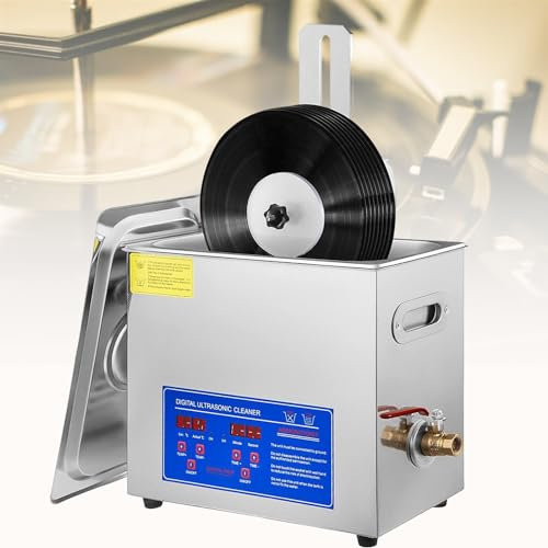 Ultrasonic Vinyl Cleaner Records - Liftable LP Record Cleaner with Drying Rack, Commercial Ultrasonic Cleaner - Ideal for Jewelry Watch Cleaning