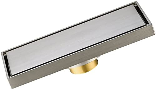 Ablaufabdeckung Linearer Duschablauf mit Haarsieb, unsichtbarer rechteckiger Duschbodenablauf aus Messing mit abnehmbarer Abdeckung, Bodenablauf for Küche, Waschraum, Garage und Keller(Brushed,20x8cm(