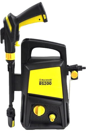 RocwooD Electric Pressure Washer RS200 3M Hose Powerful Motor 1300W Power Switch Detergent Bottle Spray Gun High Power Compact 2 Extension lances Jet Wash Car Clean Boat Cleaning Hydrojetting