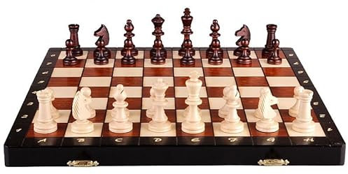 Abio Schachspiel MAGNETISCH Turnier 3 35x35cm Holz Schachbrett Hochwertig Klappbare Brettspiele Schach Spiel Reisespiele Set Spiele für Erwachsene Chess Board MAGNETISCH Turnier 3 140B