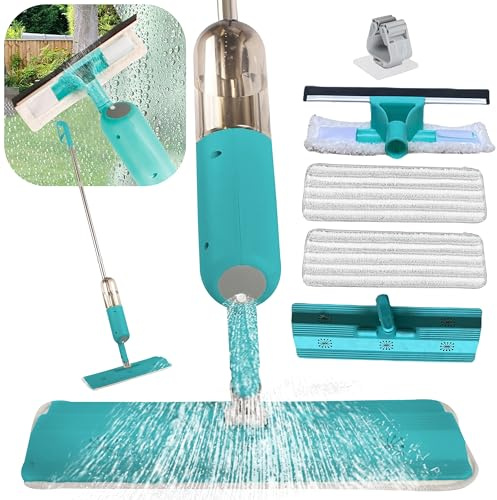 ARSUK Mocio Spray 2-in-1 con Tergivetro | Sistema di Pulizia in Microfibra con Serbatoio Ricaricabile | Per Pavimenti, Piastrelle, Vetri e Superfici in Vetro