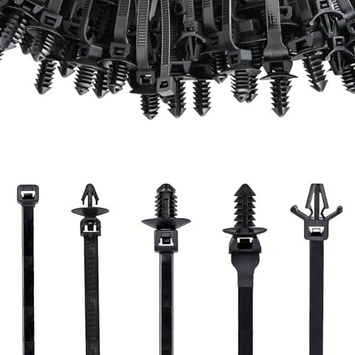 Lot de 210 serre-câbles universels pour voiture, 5 tailles, fermeture éclair noire en nylon, robustes, construction, regroupement de fils intérieurs