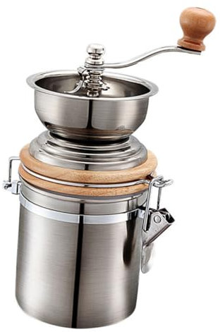 CIYODO De Café Pequeño Café De Fresa Cónica Rebaba Muelas Molienda Manual Maquina De Cafe Molinillos De Pimienta Herramienta De Cocina Bambú Silver