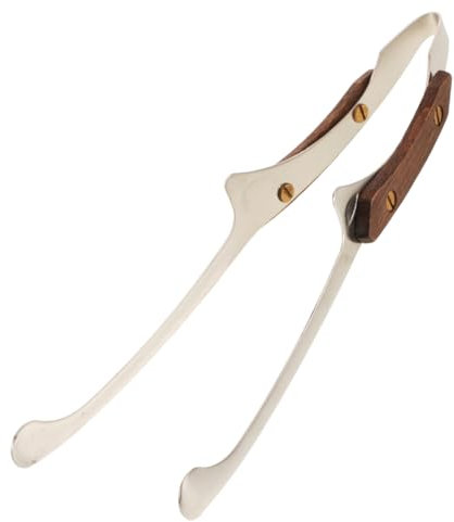 OUNONA Stainless Steel Grill Tongs Wooden Handle for Kitchen Outdoor Camping BBQ Food Serving Self Standing Cooking Utensil