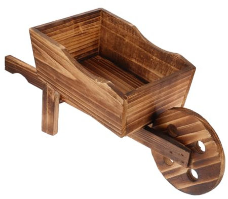 KONTONTY Carrello in Legno per Piante Succulente e Ufficio, Fioriera Decorativa Vintage Ruote per Giardino e Vetrina, Vaso Creativo per Piante D'aria e Piccoli Cactus