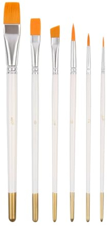 JIHUOO 6 Pcs Cake Fondant Painting Brushes Food Paint Brushes Cake Dusting Brushes Cookie Decorating Brushes for Baking Pastry Basting Brushes Acrylic and Watercolor Painting Brush