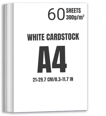 Cartulina A4 Gruesa Blanca,Papel Premium para Impresora,Cartulina para Dibujo,Blanca Papel 300g/m²,Paper de Impresión Blanco para Dibujo,Fotografía,Presentaciones,Manualidades,Scrapbooking