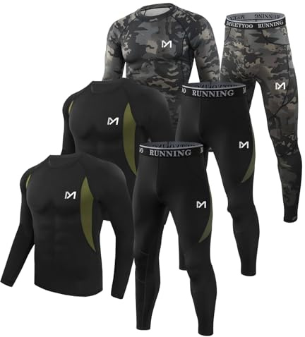 MEETYOO Thermounterwäsche Rollkragen Herren Funktionswäsche Skiunterwäsche Männer Fliegenloch Base Layer Unterhemd Unterhose Schnell Trocknend Warme Winter Sport