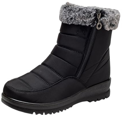 Botas de invierno para mujer, forradas, botas de nieve para mujer, impermeables, con cremallera lateral, antideslizantes, botas de esquí cálidas, botas de senderismo ortopédicas, botines de plataforma