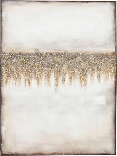 Kare Design Leinwandbild Abstract Fields, Beige, Wandbild, Wandkunst, Abstrakt, mit Holz Rahmen, Handgemalt, 75x55 cm