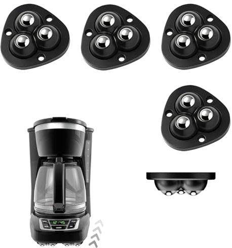 4-Pack Self-Adhesive Swivel Caster Wheels Appliance Sliders Rollers, 20lbs Load Capacity Per Wheel, Low Profile Swivel Wheels for Furniture, Storage Bins & Small Appliances