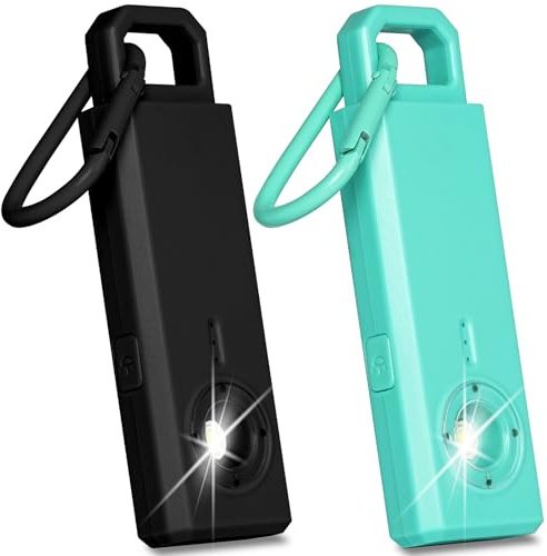 HOTUT Taschenalarm Extra Laut 130dB,Taschenalarm für Frauen mit LED-Stroboskoplicht,Schrillalarm Schlüsselanhänger für Kinder,ältere Menschen,Nachtschicht(Schwarz + Blau)