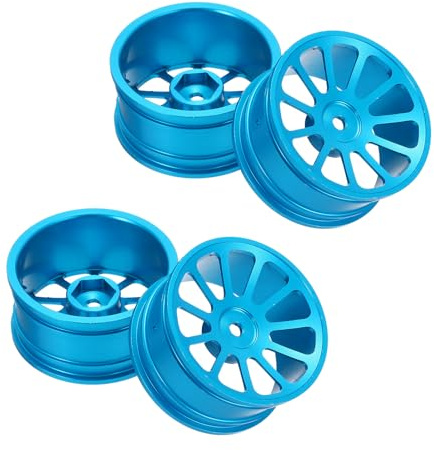 sourcing map 4 llantas de coche a control remoto, 52 mm de diámetro, 11 radios, llantas de aleación de aluminio azul, cubo hexagonal para HSP 1:10 RC Drift Racing Touring Car