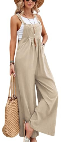 Salopette Donna Estiva Casual Pantaloni Baggy Oversize Allentata Tuta Jumpsuit con Tasca Vestibilità Ampia Tuta in Cotone Donne Casual Playsuit Pantaloni da Lavoro Sciolto Pagliaccetto da Donna Comoda