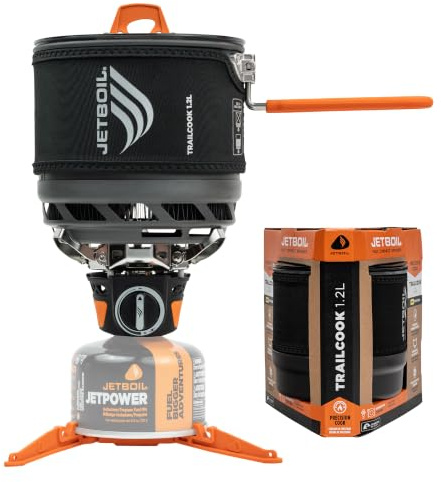 Jetboil TrailCook Réchaud de camping et de randonnée 1,2 l avec contrôle de la chaleur réglable, carbone