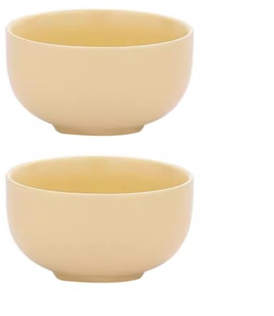 Juego De 2 Cuencos De Cereales, 340 Ml, Cerámica Blanca, Ensaladera Grande, Cuenco De Desayuno For Sopa, Avena, Arroz, Fruta(Yellow)